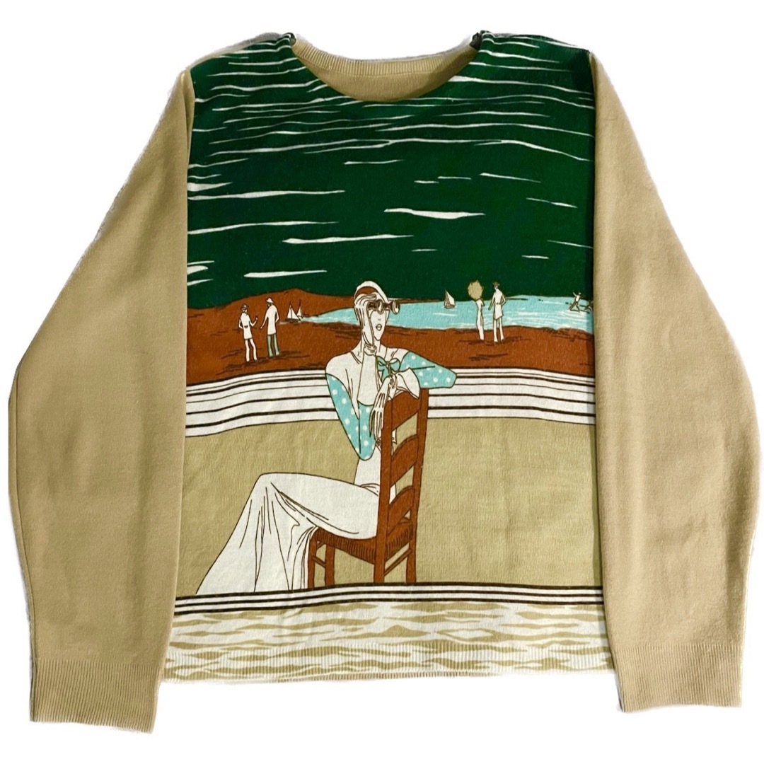 メンズ希少 70s Unknown Vintage Art Design Knit