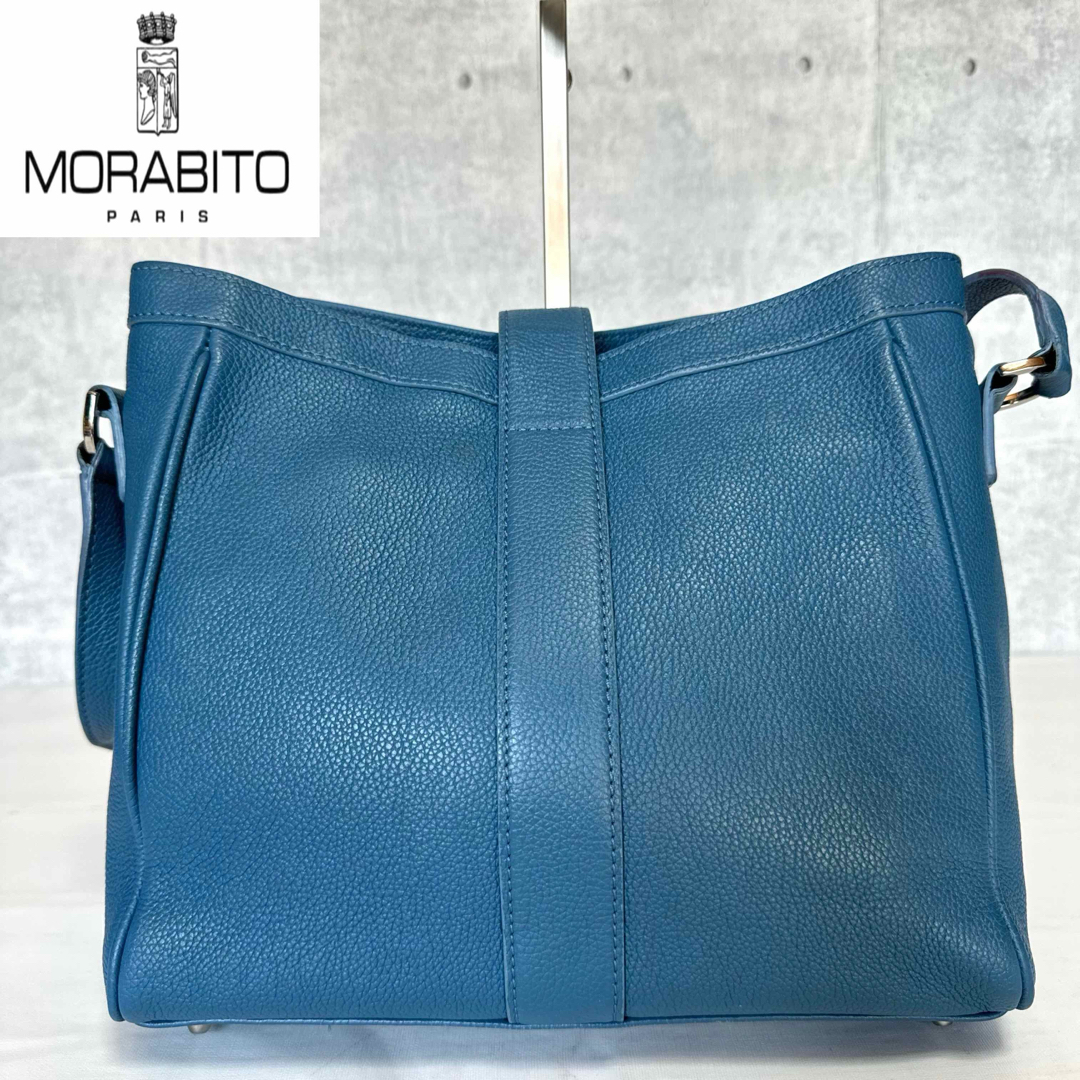 MORABITO - 【美品】MORABITO シボ革 ライトブルー レザー 斜め掛け MORABITO - 【美品】MORABITO シボ革 ライトブルー レザー 斜め掛け