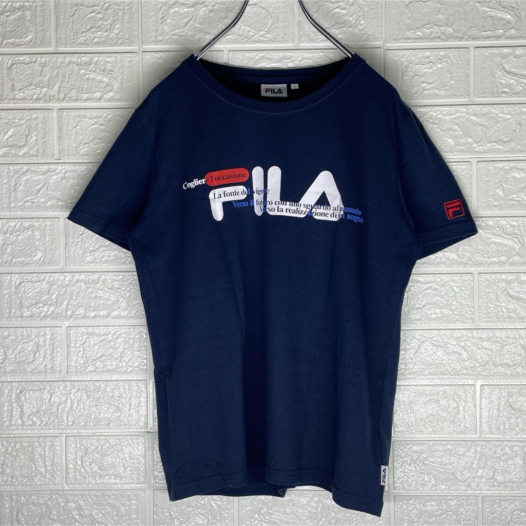 FILA(フィラ)のレディース　フィラ　ビッグロゴTシャツ　ネイビー　Lサイズ レディースのトップス(Tシャツ(半袖/袖なし))の商品写真