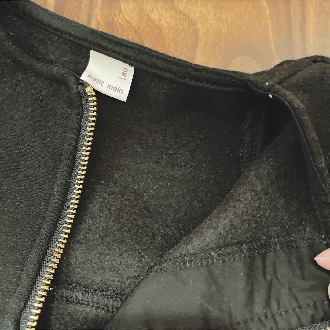 petit main(プティマイン)のプティマイン　アウター　起毛ネイビー&裏起毛ブラック　セット80 キッズ/ベビー/マタニティのベビー服(~85cm)(ジャケット/コート)の商品写真