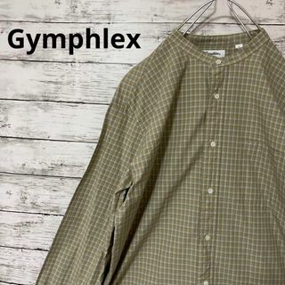 GYMPHLEX - Gymphlex チェック柄バンドカラーシャツ シンプル 定番 人気 お洒落