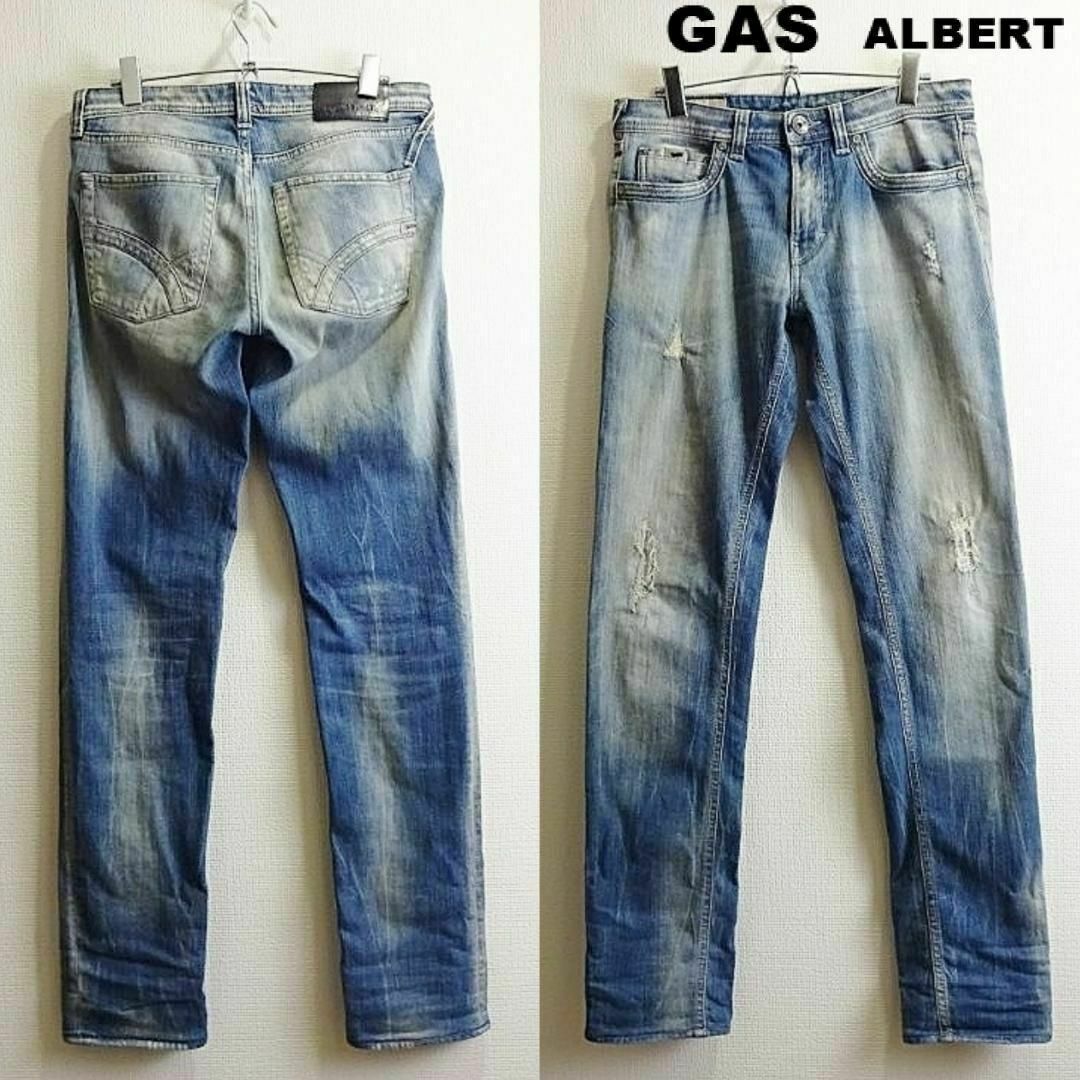 GAS(ガス)のGAS　ALBERT　スリムフィットデニム　W78cm　ストレッチ　クラッシュ加 メンズのパンツ(デニム/ジーンズ)の商品写真