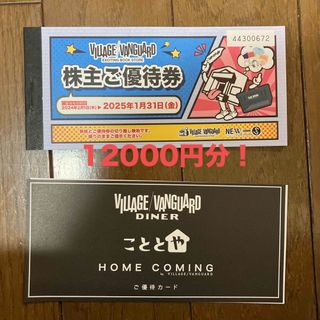 ヴィレッジヴァンガード　株主優待券　12000円分(ショッピング)