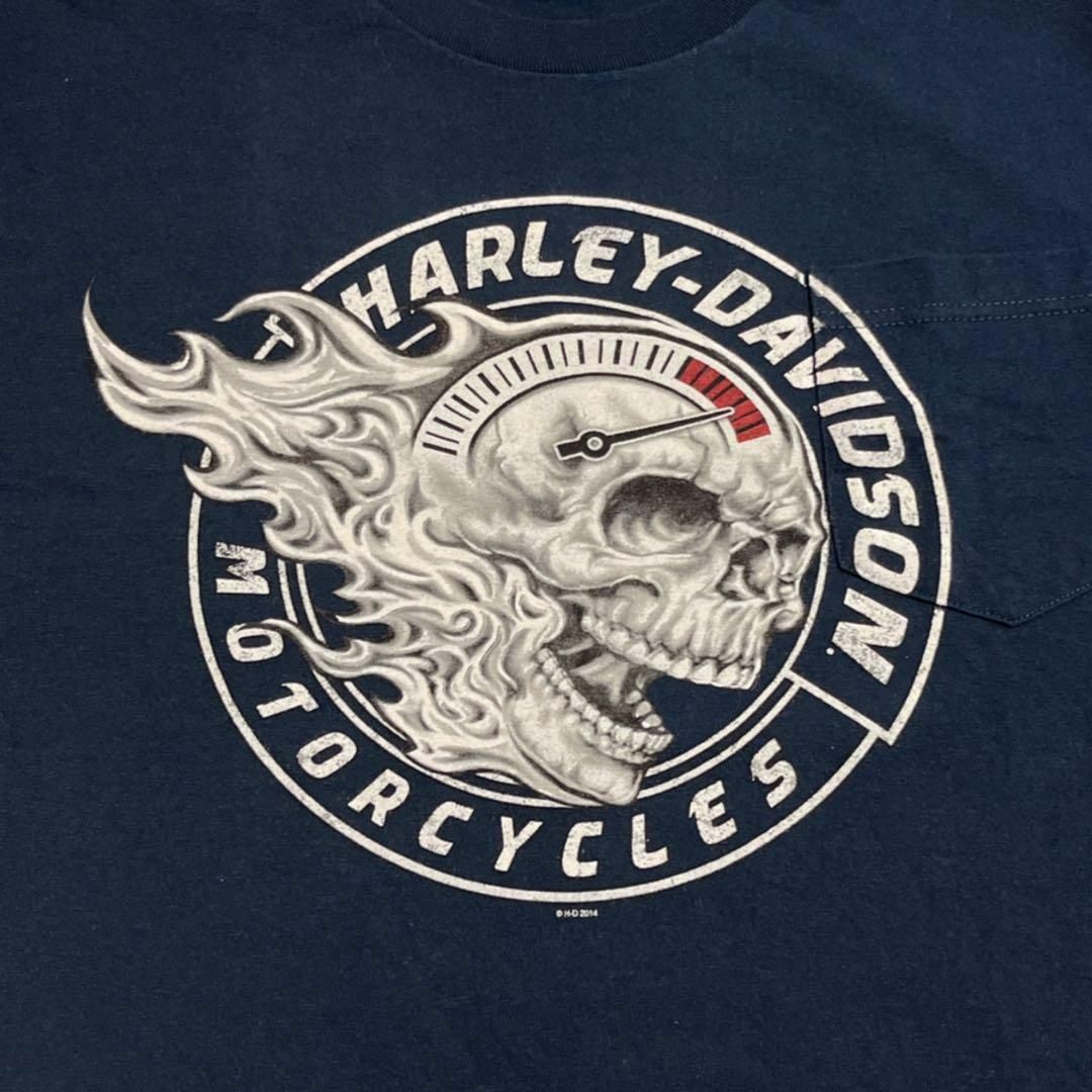 Harley Davidson(ハーレーダビッドソン)のHARLEY DAVIDSON Tシャツ スカル ネイビー ポケット L メンズのトップス(Tシャツ/カットソー(半袖/袖なし))の商品写真