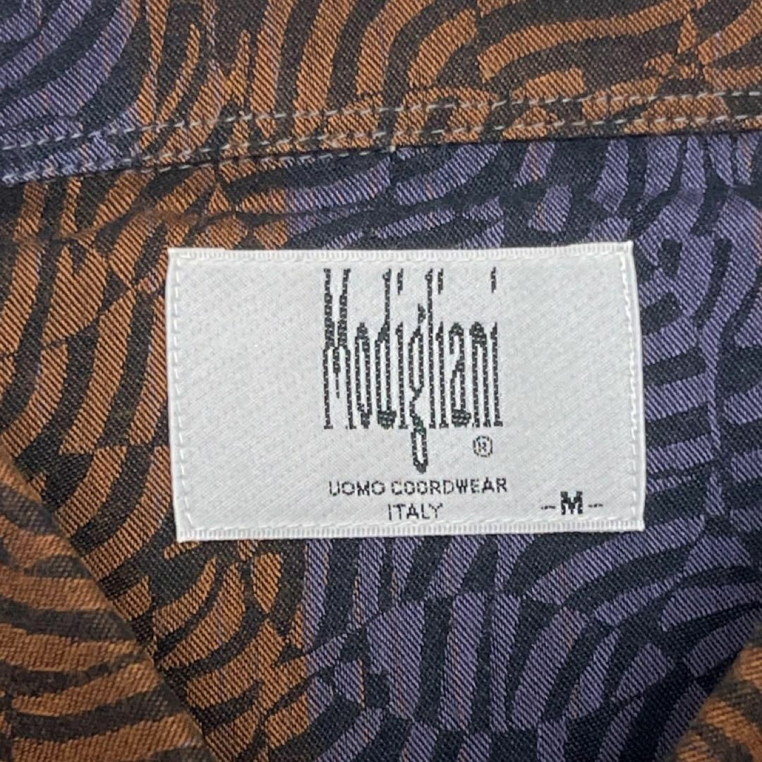VINTAGE(ヴィンテージ)のModigliani モディリアーニ 総柄シャツ 長袖 パープル×ブラウン M メンズのトップス(シャツ)の商品写真