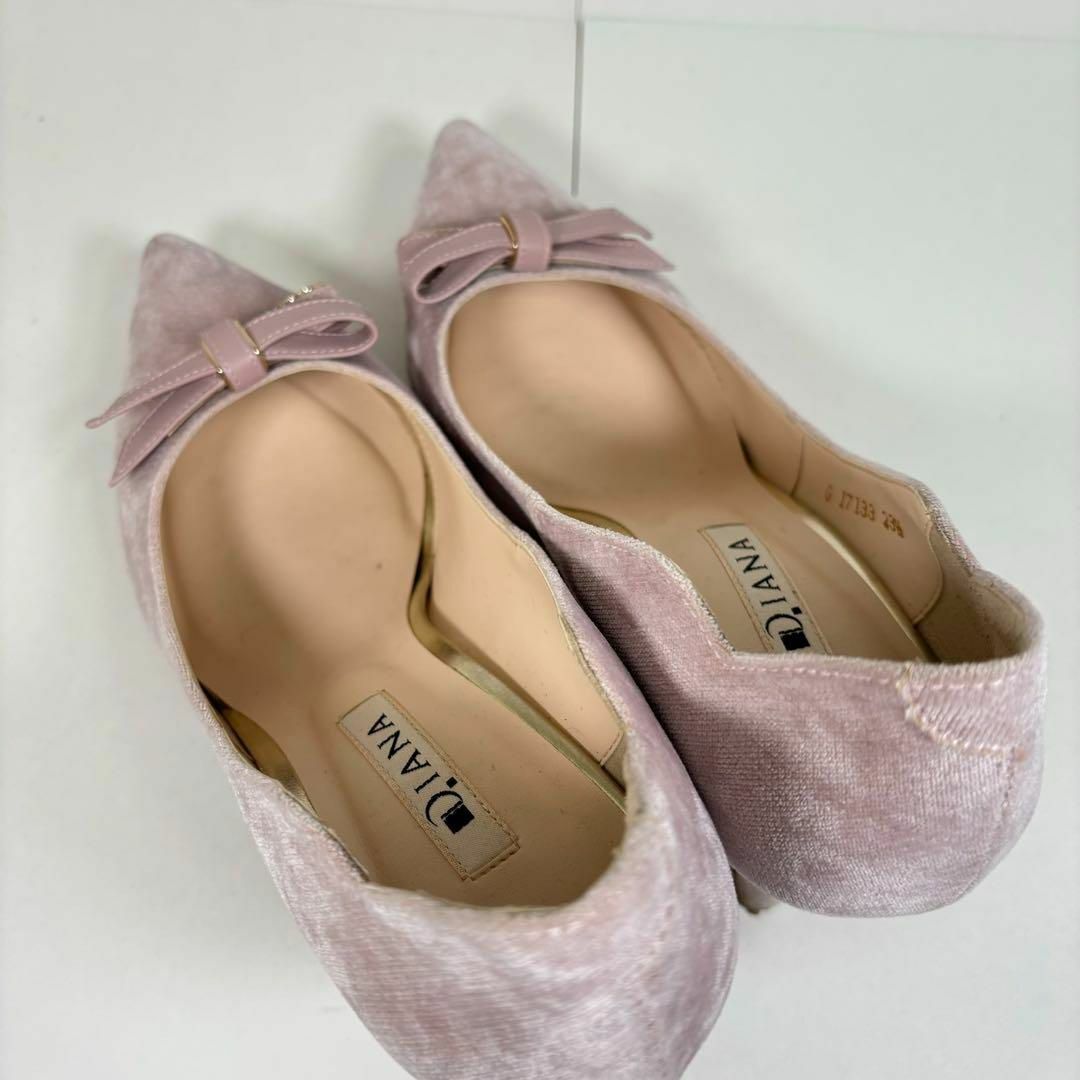 DIANA(ダイアナ)の美品 DIANA ダイアナ 23.5 スエード リボン パンプス ピンク レディースの靴/シューズ(ハイヒール/パンプス)の商品写真