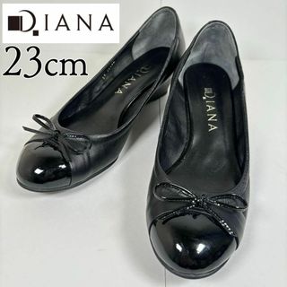 ダイアナ(DIANA)のDIANA ダイアナ 23 リボン ウェッジ ヒール パンプス 黒(ハイヒール/パンプス)