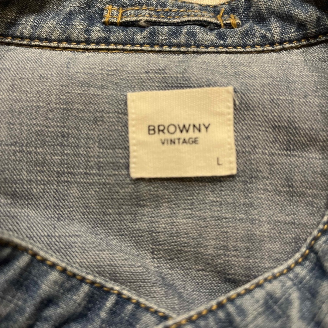 BROWNY(ブラウニー)のBROWNY  ノーカラーデニムシャツ メンズのトップス(Tシャツ/カットソー(七分/長袖))の商品写真