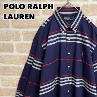 ポロラルフローレン(POLO RALPH LAUREN)のPOLO RALPH LAUREN シャツ 長袖 ボーダー ネイビー 刺繍ロゴ(シャツ)