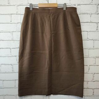 【日本製】スカート (15号) ブラウン 大きめ 無地 金具調整されてます(ひざ丈スカート)
