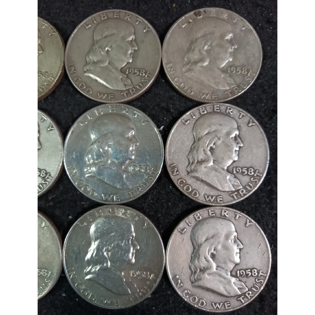 銀貨ベンジャミンフランクリン　1958年 ハーフダラー　silver900 銀貨