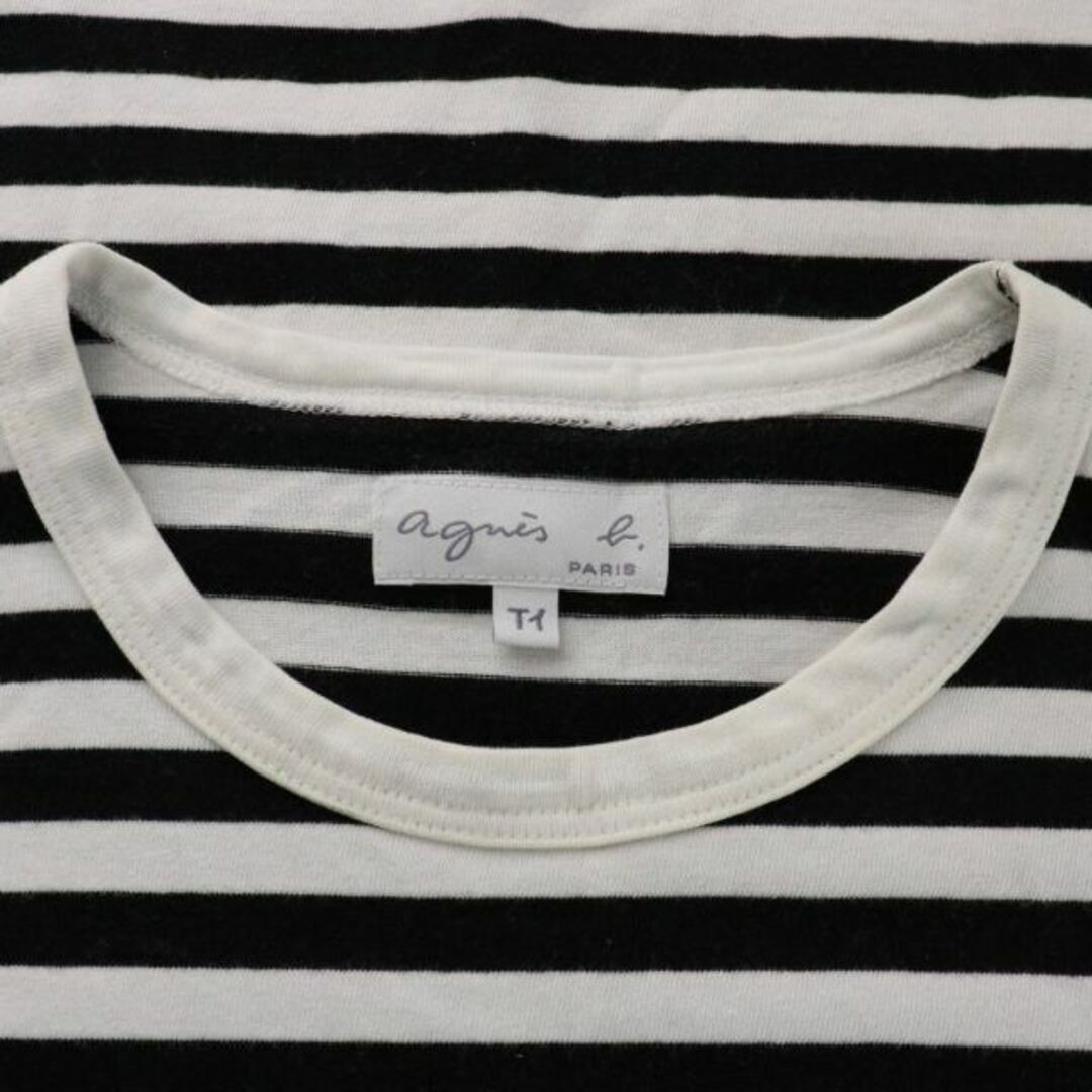 agnes b.(アニエスベー)のアニエスベー Tシャツ カットソー ボーダー クルーネック 長袖 T1 S 黒 レディースのトップス(Tシャツ(長袖/七分))の商品写真