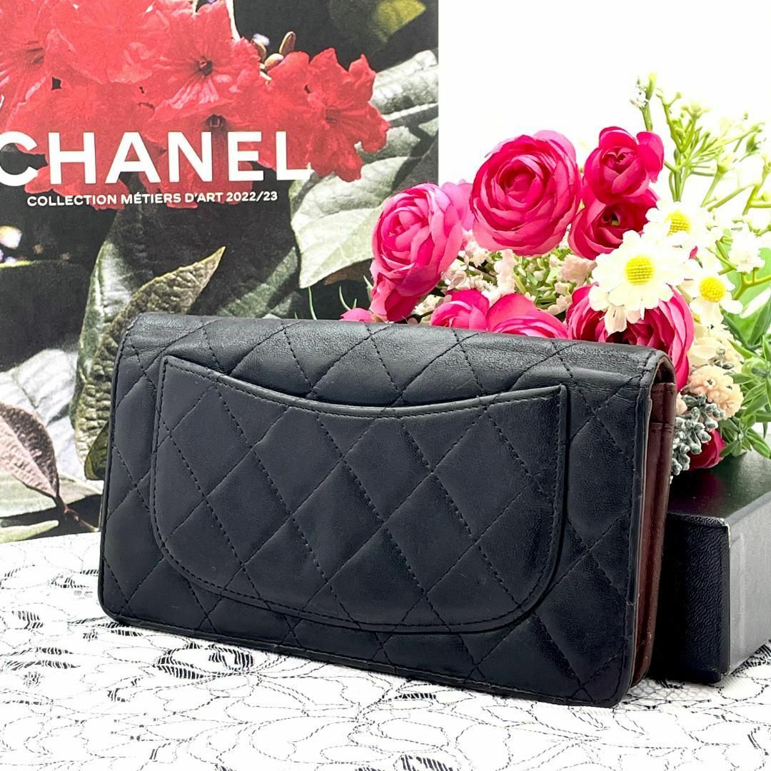 ★良品★　CHANEL シャネル マトラッセ ラムスキン 二つ折り 長財布