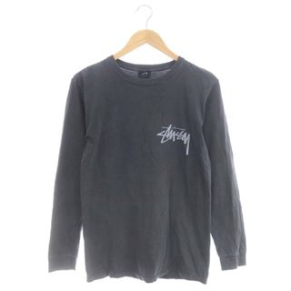 ステューシー(STUSSY)のステューシー 長袖Tシャツ カットソー ロゴプリント S チャコールグレー(Tシャツ/カットソー(七分/長袖))