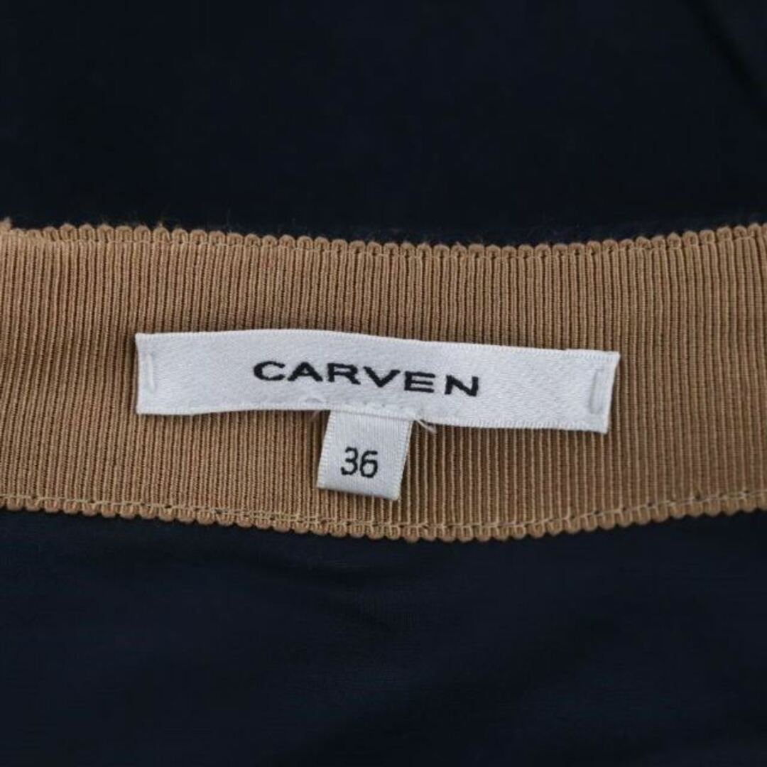 CARVEN(カルヴェン)のカルヴェン CARVEN タイトスカート ミニ 台形 ウール 36 紺 ネイビー レディースのスカート(ミニスカート)の商品写真