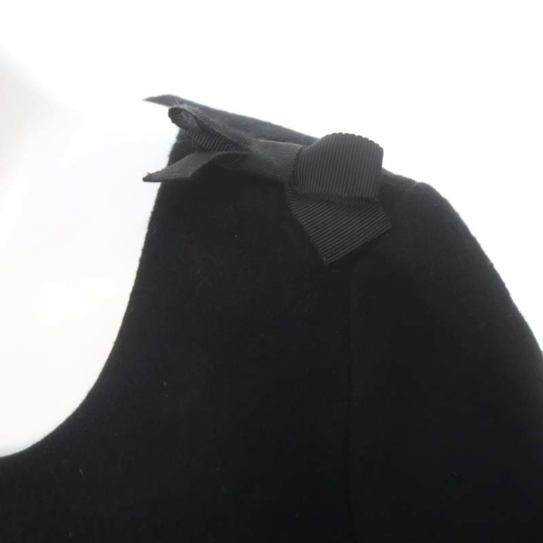 TO BE CHIC(トゥービーシック)のトゥービーシック ミニワンピース 七分袖 リボン ウール 42 黒 ブラック レディースのワンピース(ミニワンピース)の商品写真