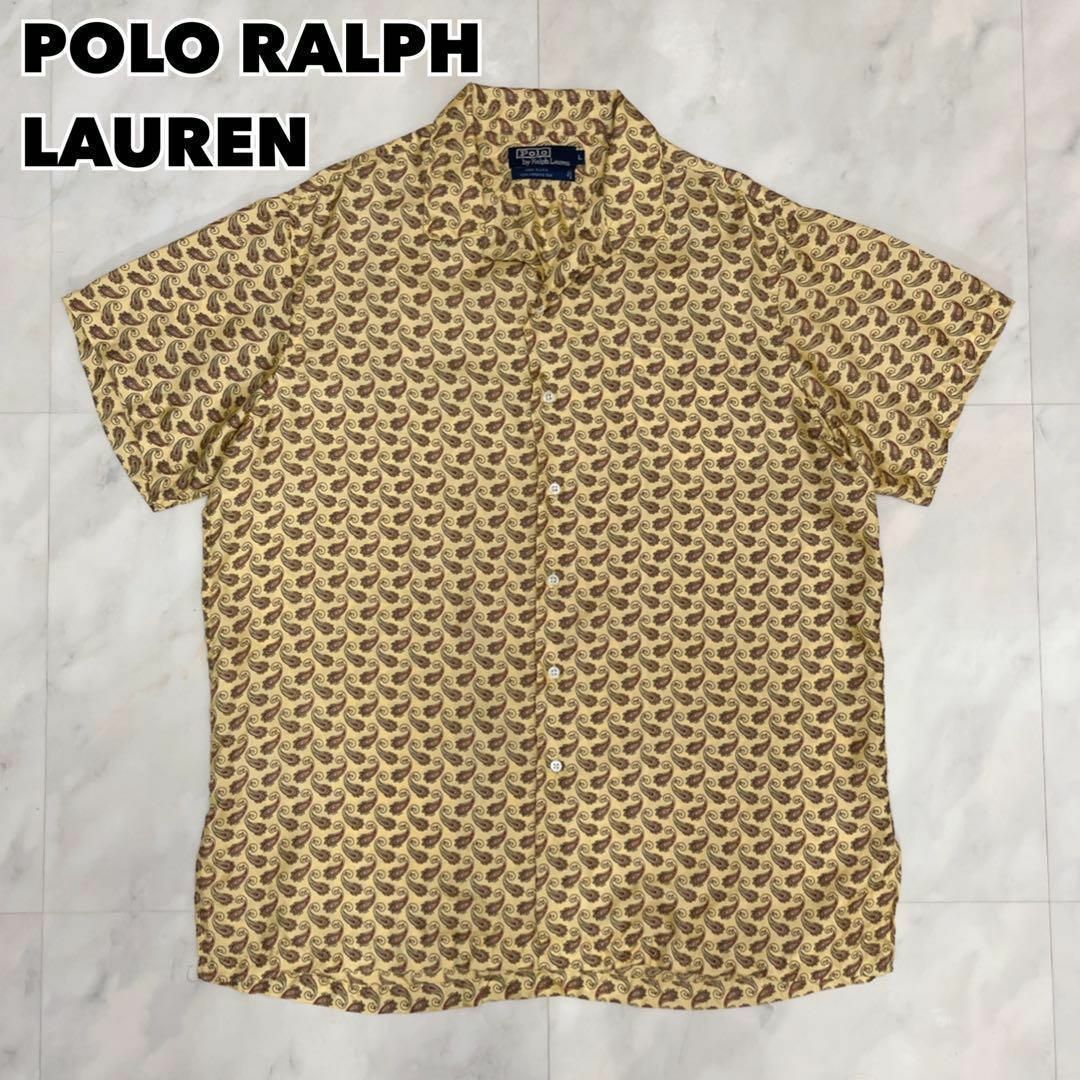 POLO RALPH LAUREN(ポロラルフローレン)の90s Polo Ralph Lauren オープンカラーシャツ シルク L メンズのトップス(シャツ)の商品写真