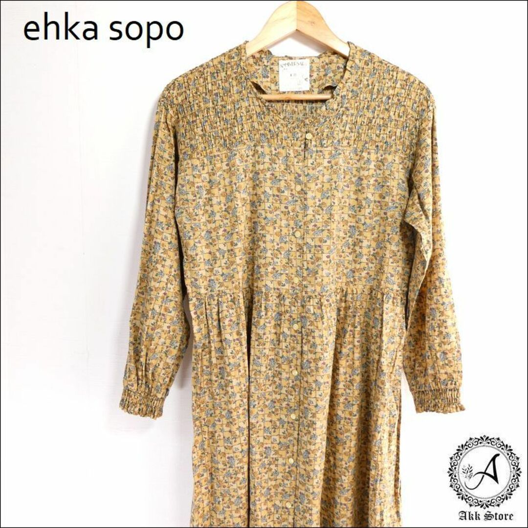 ehka sopo(エヘカソポ)のehka sopo レディース ワンピース 長袖 シャツワンピース 花柄 M レディースのワンピース(ロングワンピース/マキシワンピース)の商品写真