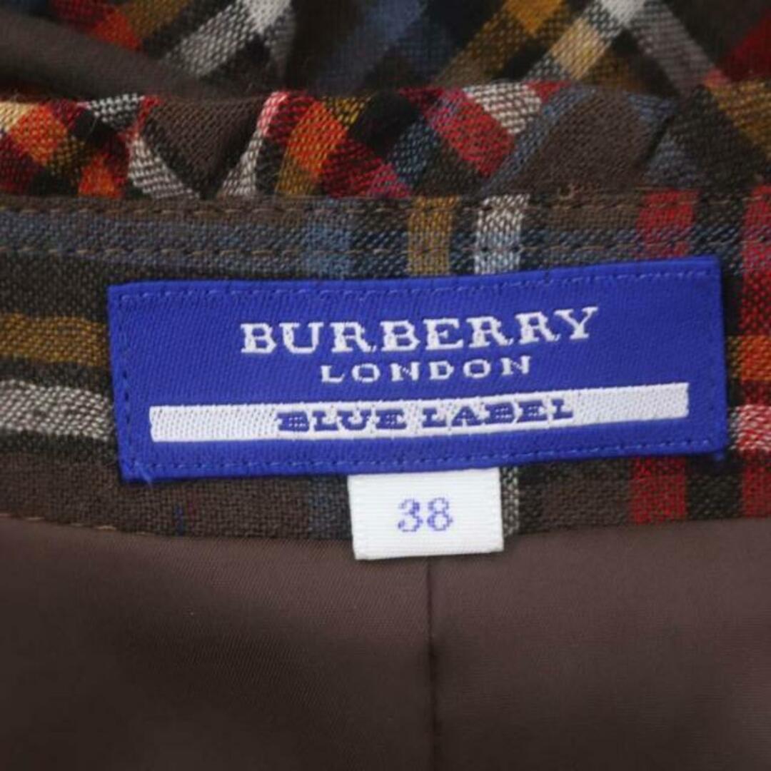 BURBERRY BLUE LABEL(バーバリーブルーレーベル)のバーバリーブルーレーベル チェック ワンピース 膝丈 半袖 前開き フリル  レディースのワンピース(ひざ丈ワンピース)の商品写真