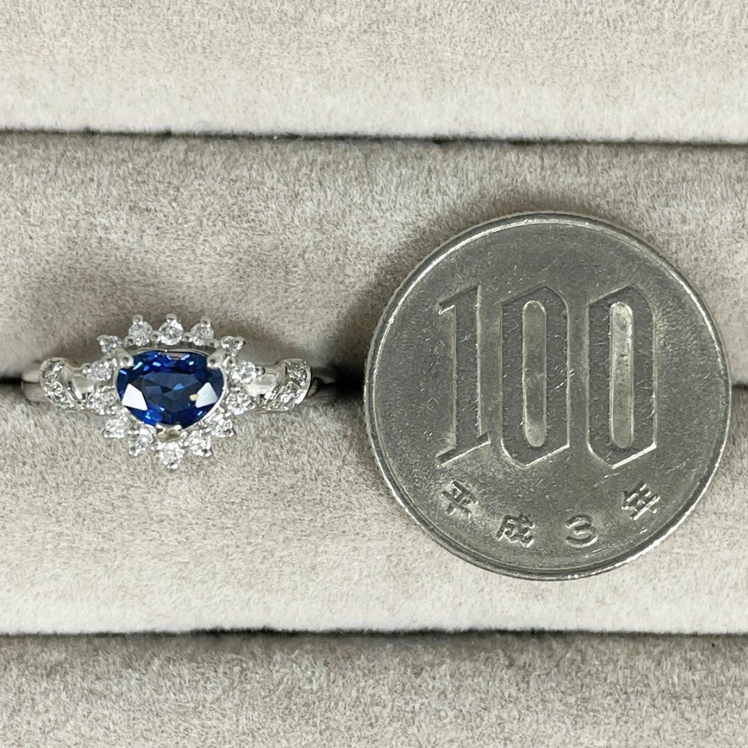 PT900 天然サファイア 0.61ct 天然ダイヤモンド 0.20ct リング レディースのアクセサリー(リング(指輪))の商品写真
