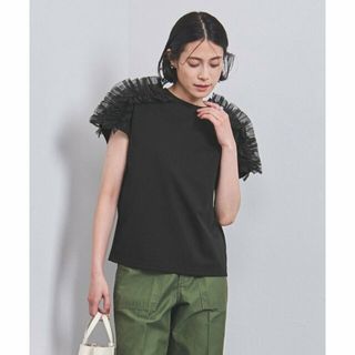 ユナイテッドアローズ(UNITED ARROWS)の【BLACK】オーガンジー フリル カットソー(カットソー(長袖/七分))