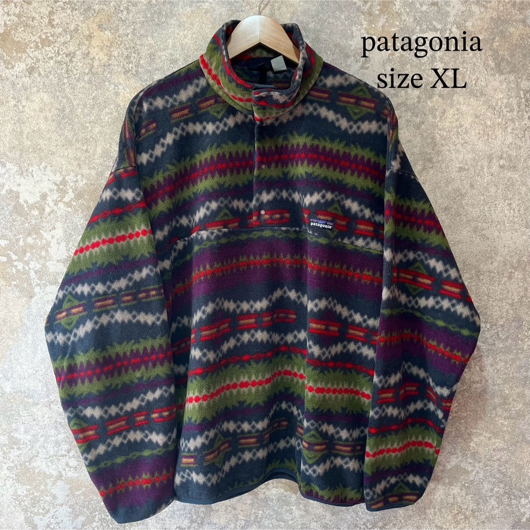 アメリカ製 patagonia 雪なしタグ パタゴニア マルチカラー フリース