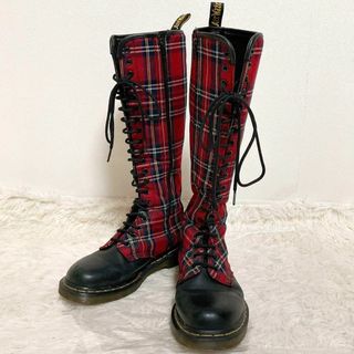 Dr.Martens 20ホール　タータンチェック　ロングブーツ　24cm