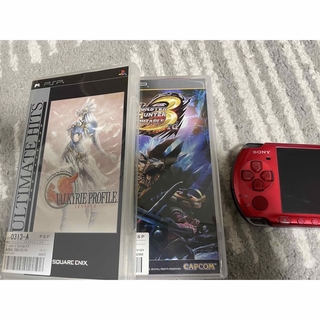 プレイステーションポータブル(PlayStation Portable)のpsp3000赤　本体　ソフトおまけ付き(携帯用ゲーム機本体)