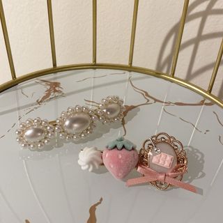 苺とチョコのヘアクリップ(ミルク)(ヘアアクセサリー)