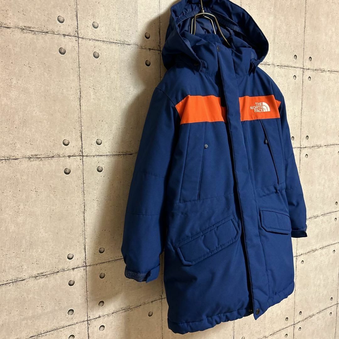 THE NORTH FACE(ザノースフェイス)の【美品】ノースフェイス　ダウンジャケット　ブルー　オレンジ　キッズ110 キッズ/ベビー/マタニティのキッズ服男の子用(90cm~)(コート)の商品写真