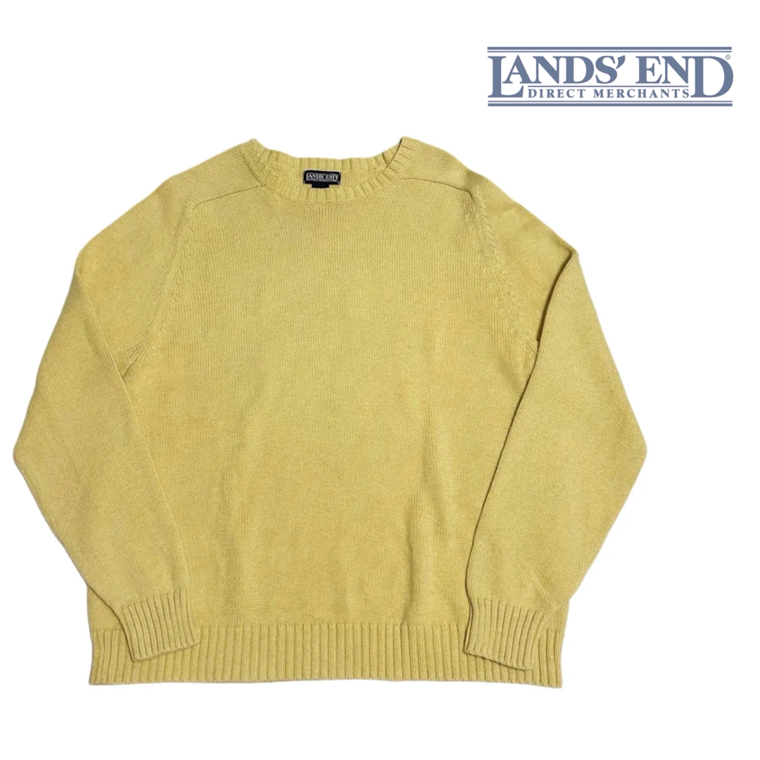 LANDS’END(ランズエンド)の90s  LANDS' END ランズエンド コットンニット イエロー XL メンズのトップス(ニット/セーター)の商品写真