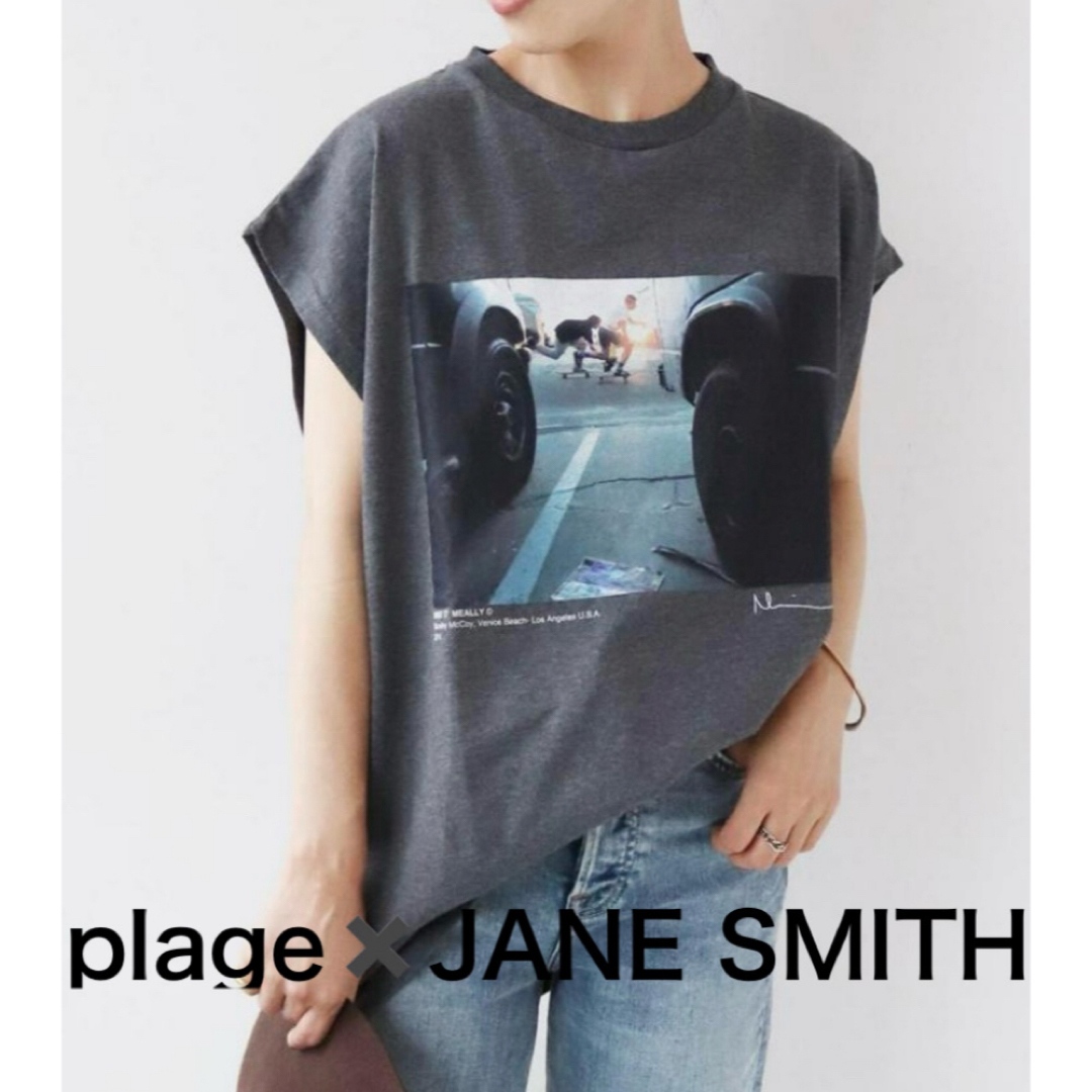 Plage(プラージュ)のplage✖️Jane Smith SP OVER ノースリーブ　Tシャツ　美品 レディースのトップス(Tシャツ(半袖/袖なし))の商品写真