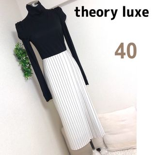 セオリーリュクス(Theory luxe)のセオリーリュクスストライププリーツ切替スカート40ミモレ丈(ロングスカート)