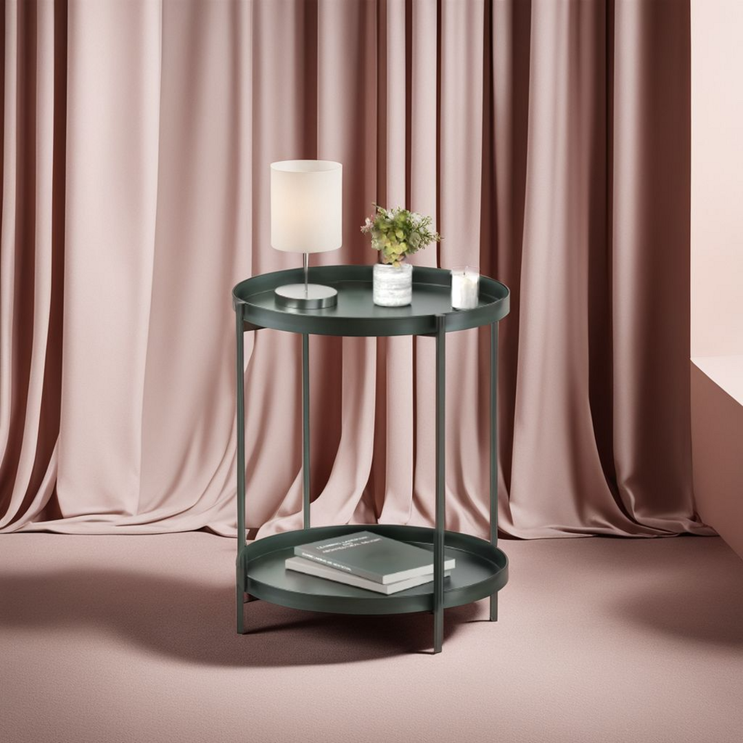 サイドテーブル - トレイシンプル＆エレガント、丸型 2段スタイリッシュなデザイン
