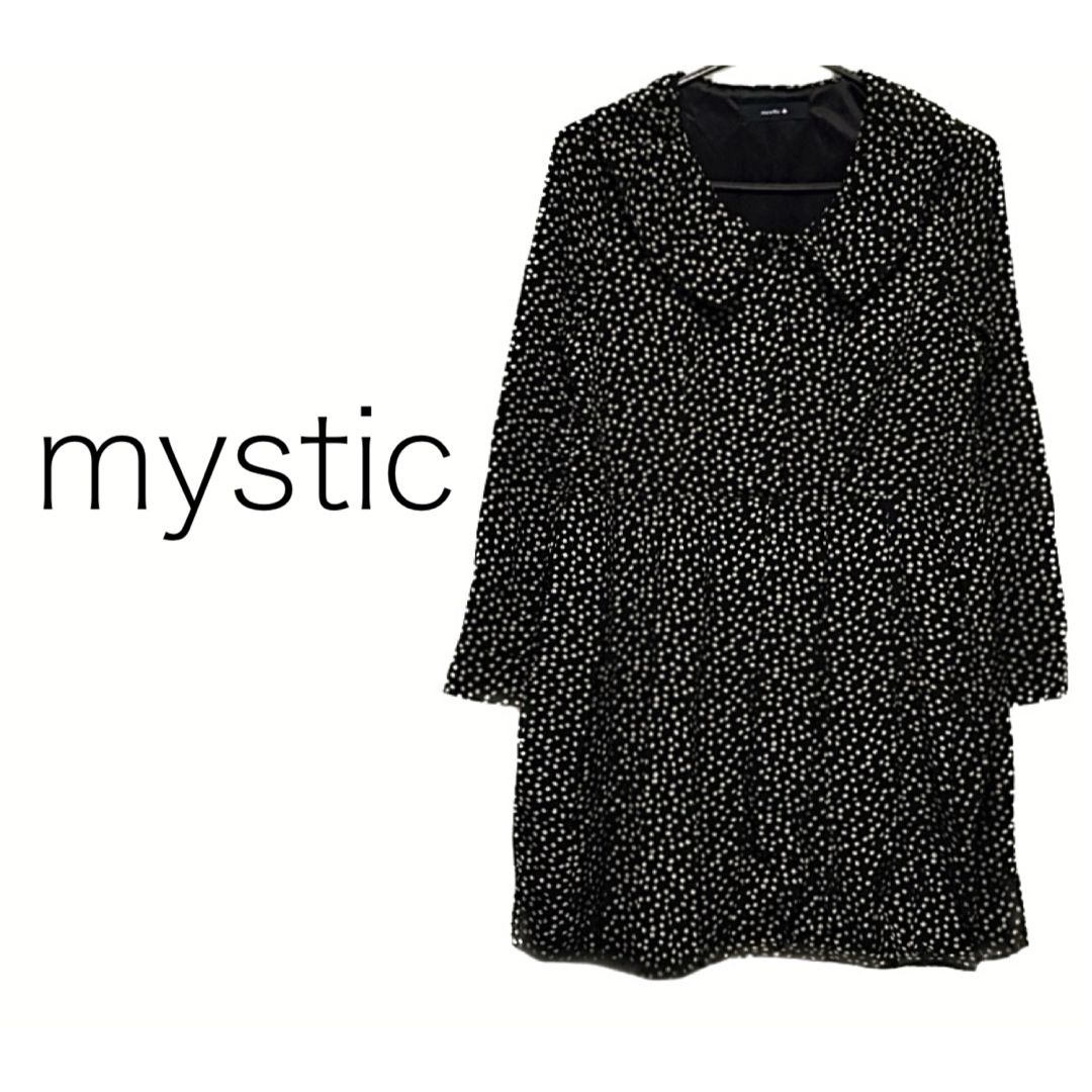 mystic(ミスティック)のmystic【美品】ドット柄 フレア ワンピース トップス レディースのワンピース(ミニワンピース)の商品写真