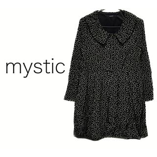 ミスティック(mystic)のmystic【美品】ドット柄 フレア ワンピース トップス(ミニワンピース)