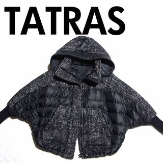タトラス(TATRAS)のタトラス Rライン BREZ ポンチョ型 ツイード 切替 ダウン ジャケット 1(ダウンジャケット)