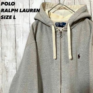 ポロラルフローレン(POLO RALPH LAUREN)のUS古着　ポロラルフローレン　ワンポイント刺繍ロゴスエットパーカー　L グレー(パーカー)