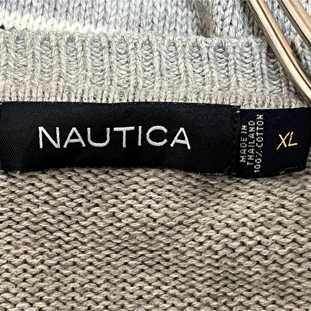 NAUTICA(ノーティカ)の【ノーティカ】セーター　ニット　刺繍　ワンポイントロゴ　グレー　ボーダー99 メンズのトップス(ニット/セーター)の商品写真