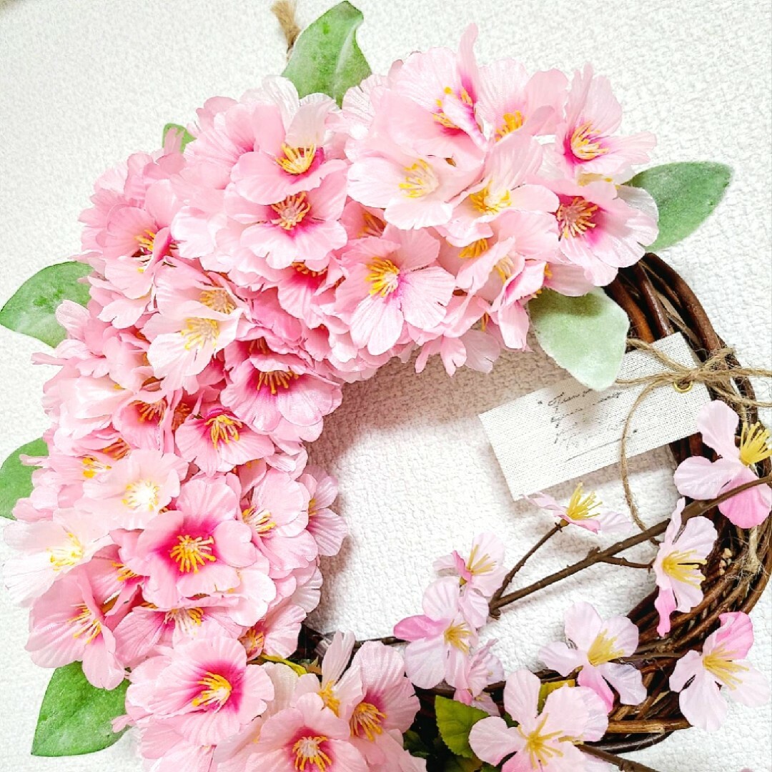 2024年春 桜いっぱいFLOWERリース ○ピュアピンク○ ハンドメイドのフラワー/ガーデン(リース)の商品写真