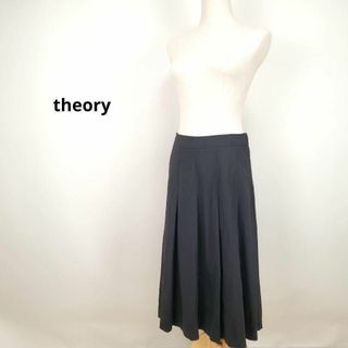 セオリー(theory)のTheoryセオリー黒色膝下プリーツスカート(ひざ丈スカート)