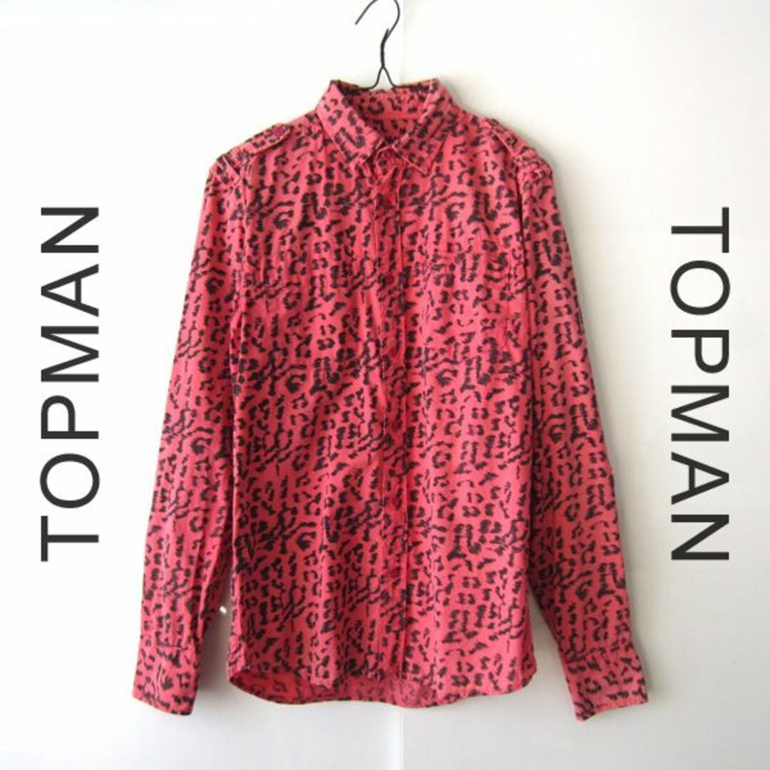 TOPMAN(トップマン)の美品　TOPMAN／トップマン★　ヒョウ柄　長袖シャツ　ピンク メンズのトップス(シャツ)の商品写真