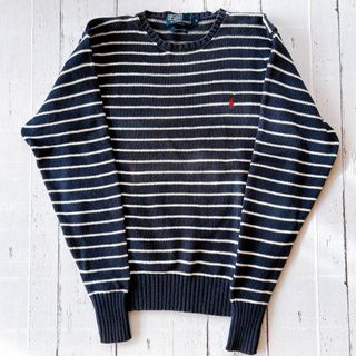 ポロラルフローレン(POLO RALPH LAUREN)のポロ ラルフローレン コットンセーター 紺 ボーダー S トップス ニット 長袖(ニット/セーター)