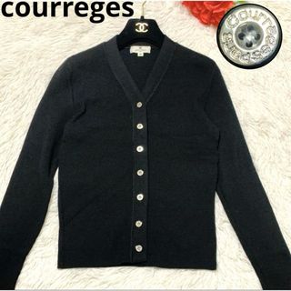 クレージュ(Courreges)の【美品】courreges ウール カーディガン ロゴ刻印 銀ボタン(カーディガン)