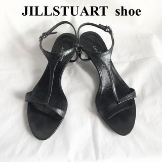 ジルスチュアート(JILLSTUART)のジルスチュアートシュー★リアルレザーTストラップサンダル22.5/ブラック(サンダル)