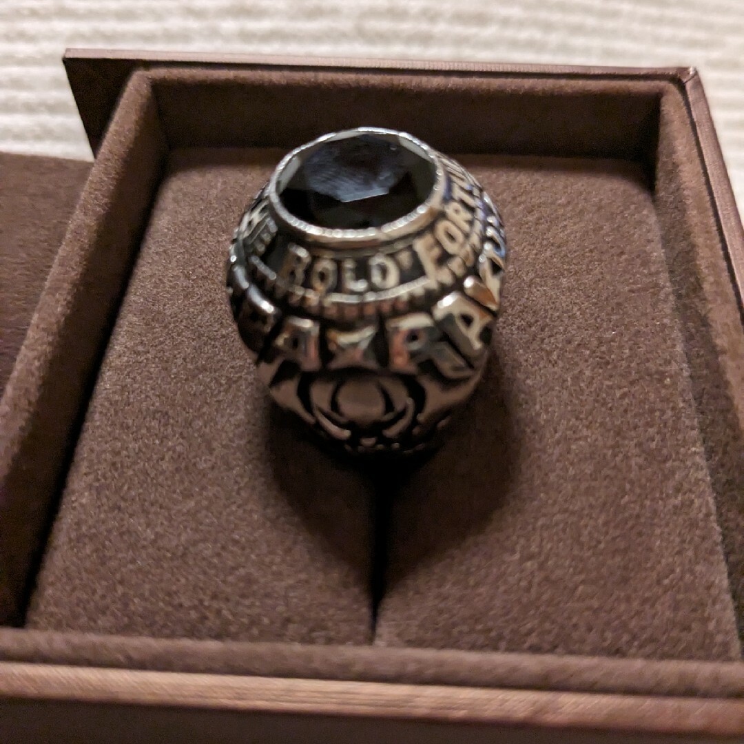 カレッジリング　17号　指輪　バイカー　アメリカン　シルバー　ブラック メンズのアクセサリー(リング(指輪))の商品写真