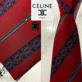 セリーヌ(celine)の【貴賓レッド　スカーフマカダム】　セリーヌ　ネクタイ CELINE スペイン製(ネクタイ)