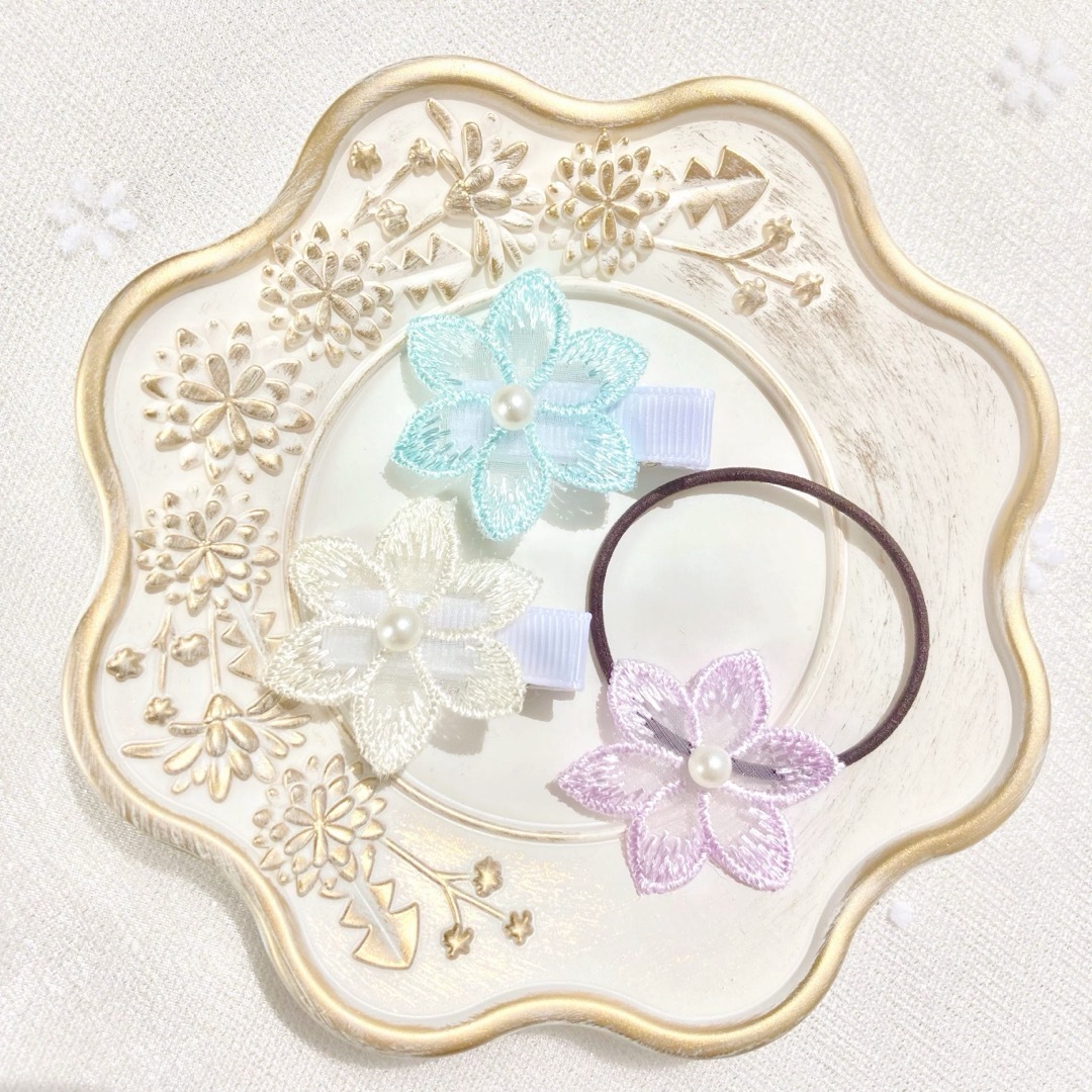 【FlowerꕤNo.01】パールレースお花♥全3色♥各 ¥180