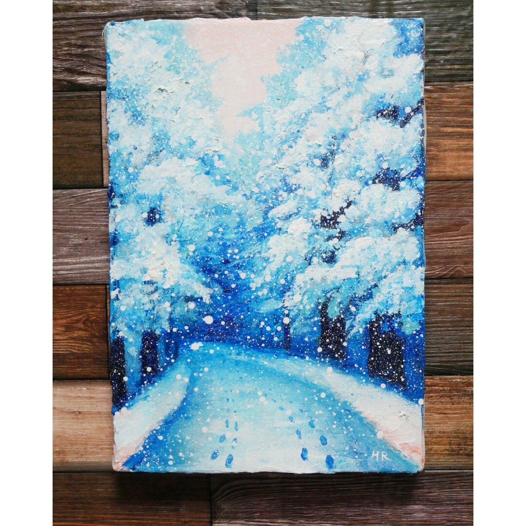 油絵 絵画 【雪景色】