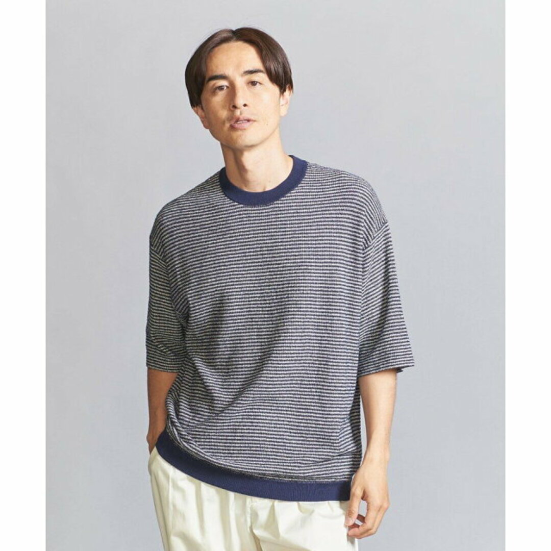 BEAUTY&YOUTH UNITED ARROWS(ビューティアンドユースユナイテッドアローズ)の【NAVY】TUB ジャカード クルーネック ショートスリーブ ニット その他のその他(その他)の商品写真